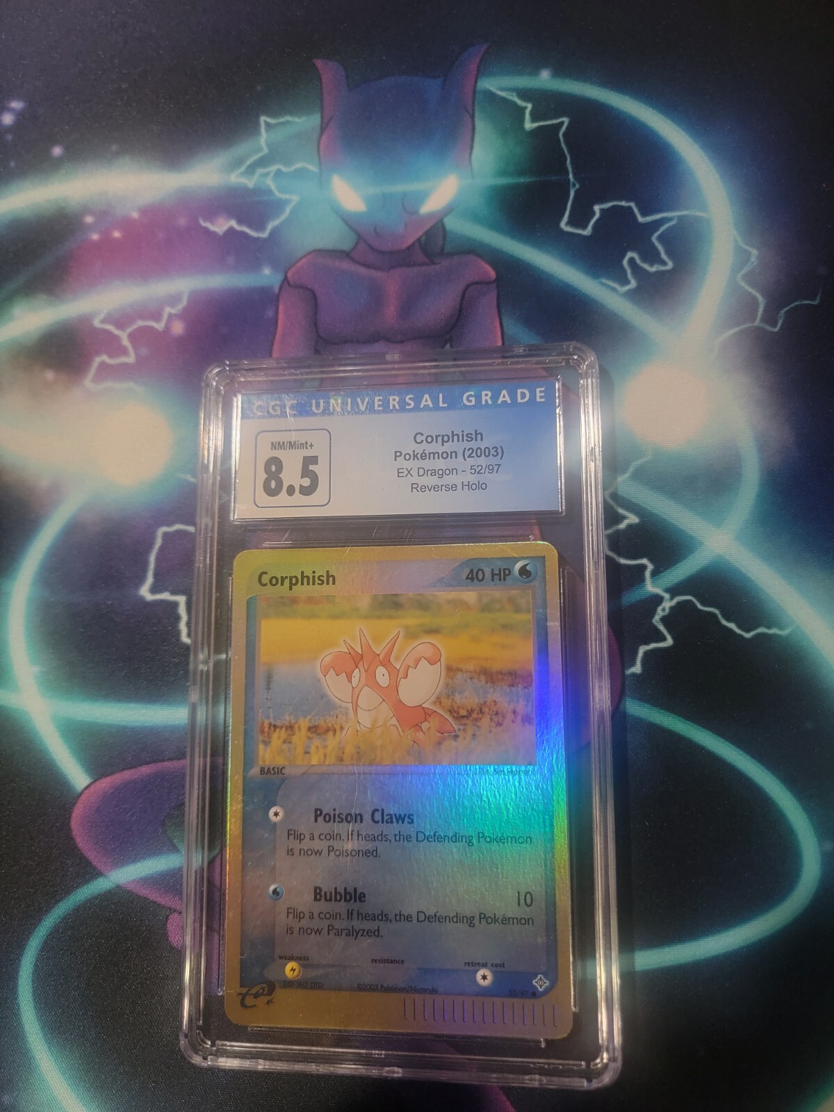 CGC 8.5 NEAR MINT + E-READER CORPHISH POKÉMON 2003 EX DRAGON REVERSE HOLO 54/97