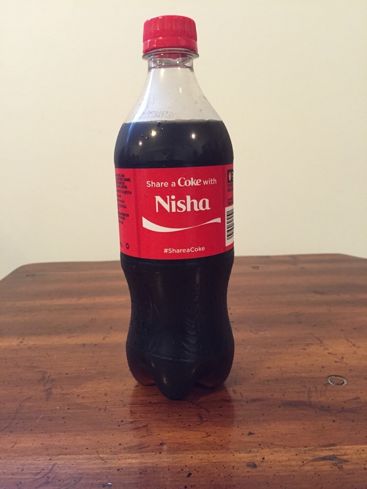 Share a COKE with Nisha 20 fl oz Collectible Bottle Rare