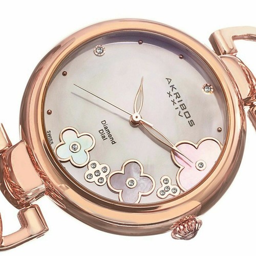 Akribos XXIV AK645 Women's Diamond and Mother-of-Pearl Quartz Watch - Picture 3 of 5
