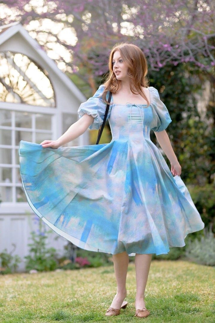 selkie blue dress Selkie Blue Dancer Cotton Mini Dress for Women, XS main image 1