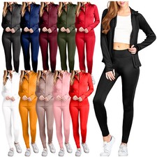 NE PEOPLE Womens Basic Solid Zip Up Jackets  Pants Tracksuits Set NEWTS13