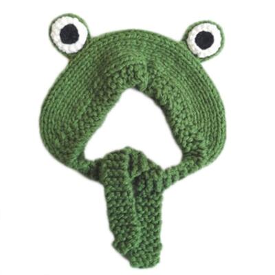 Cute Frog Hat Big Ears Headgear Cartoon Knitted Hat Winter Warm Headdress