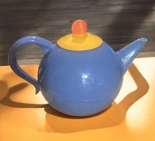 Lindt-Stymeist Colorways: Teapot With Lid Blue Pot With Yellow Salmon Lid 6 1/2"