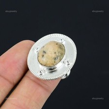 Peanut Wood Jasper Gemstone 925 Silver Engagement Wedding Statement Ethnic Ring