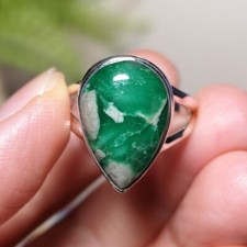 Beautiful Natural Variscite Sterling Silver Ring US size 9