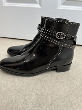 L.k. Bennett Womens 7.5 Leather Studded Buckle Chelsea Ankle Boots Black Sz 37.5
