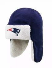 New England Patriots NFL Adult OTS Navy Sherpa Hunter Knit Team Cap Hats