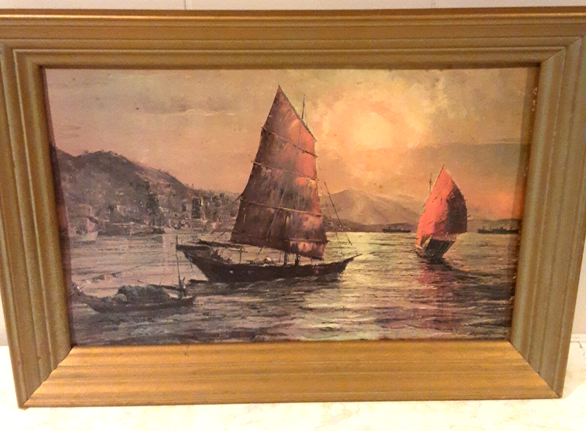 VTG ORIGINAL OIL PAINTING PRINT SIGNED WOODY '65 | eBay
