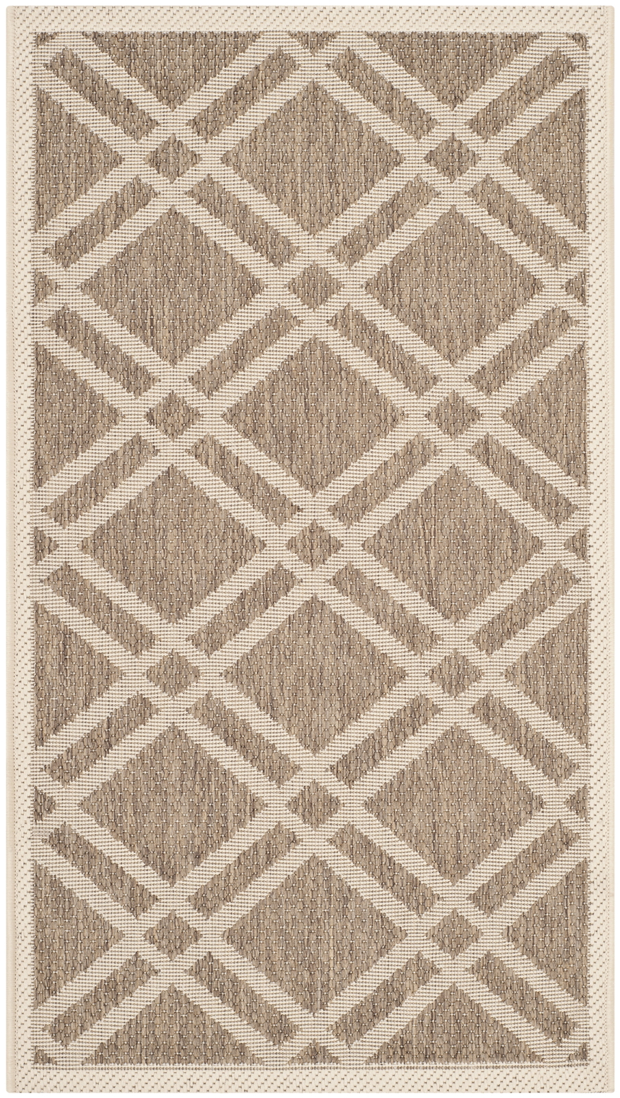 Courtyard Jasper Geometric Brown Bone Indoor Outdoor Rug 2x3.7 Feet