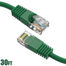 30FT Cat5e RJ45 Network LAN Ethernet UTP Cable Cord Gold 24AWG Copper Wire Green