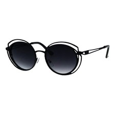 Womens Sunglasses Round Oval Textured Double Metal Frame UV 400