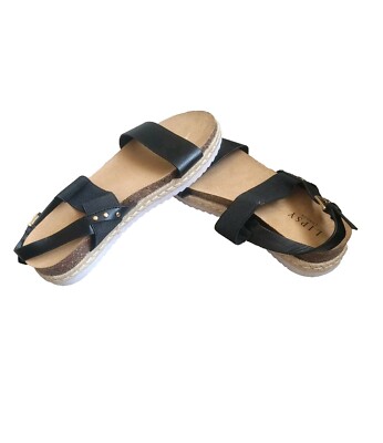 LIPSY LONDON Buckle Strap Footbed Flatform Leather Beach Sandals UK RRP  &35 UK