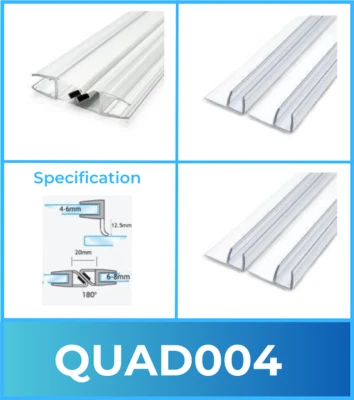 SHOWER OUTLET LTD Shower Outlet Clear Magnetic Shower Door Vertical Seal Strip Kit Fits 6mm Glass