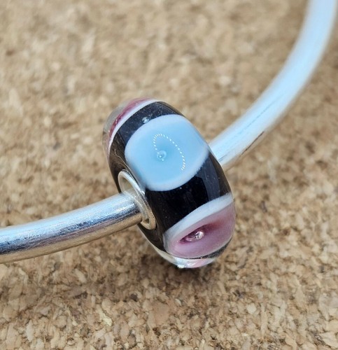 Authentic Pink Blue Lampwork Glass Murano European Charm Bead Sterling Silver