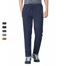 Men's Hiking Pants Lightweight Quick Dry Elastic Waist Zip Pockets Fishing Pants