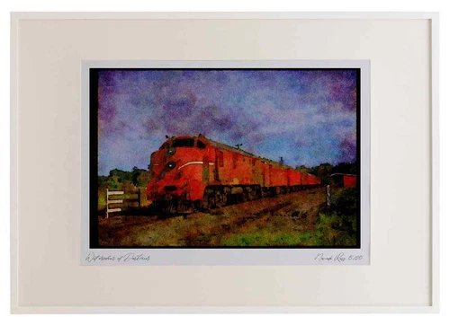 Trains 391008 New Zealand, Cab Diesel 764 with Passenger Train, 1974 Watercolou
