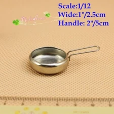 AirAds Dollhouse 1:12 miniatures kitchen cook Silver Skillet Frying Pan
