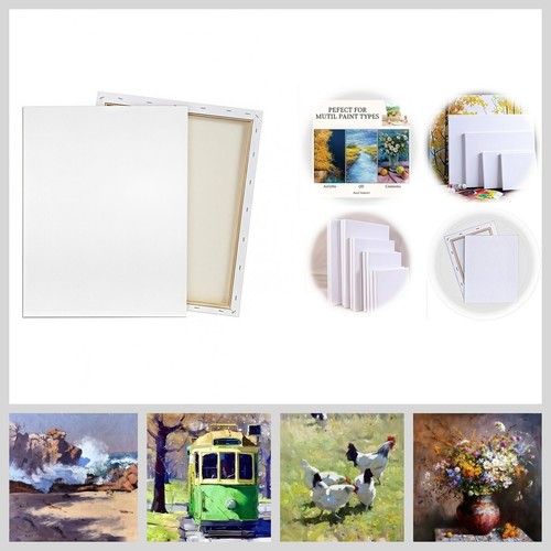 5x Multiple Sizes Stretched Artist Canvas Board Acrylic Watercolor Oil Painting - Picture 12 of 23