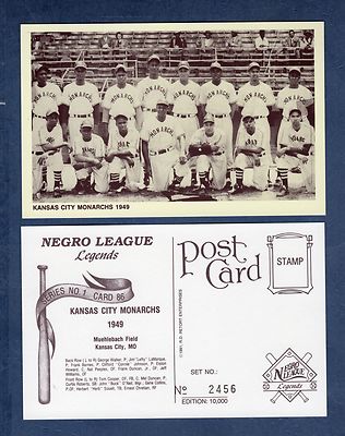 #86-B ~ 1949 KANSAS CITY MONARCHS TEAM Negro League sepia postcard 1991 Retort