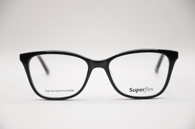 SUPERFLEX SF-517 CAT EYE EYEGLASS FRAMES BLACK 53-17-140 NEW