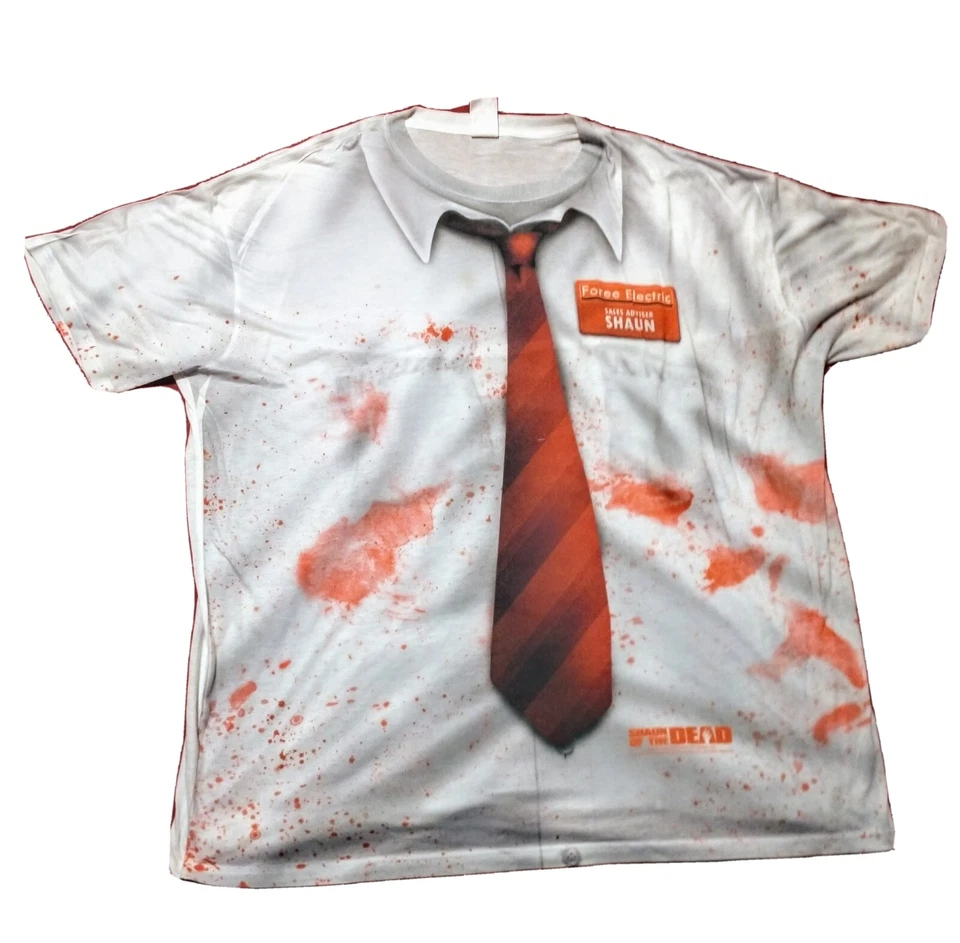 Shaun of the Dead Sublimación Sangrienta Camiseta XXXL Halloween Juegos con disfraces Disfraz Nombre Foto 2 de 4