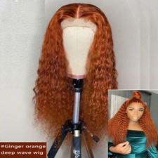 Long Wave Orange Lace Front Wigs Synthetic Natural Looking Hair