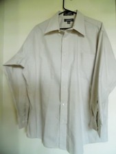CROFT  BARROW OXFORD BEIGE WRINKLE FREE DRESS SHIRT 17 1/2 32/33