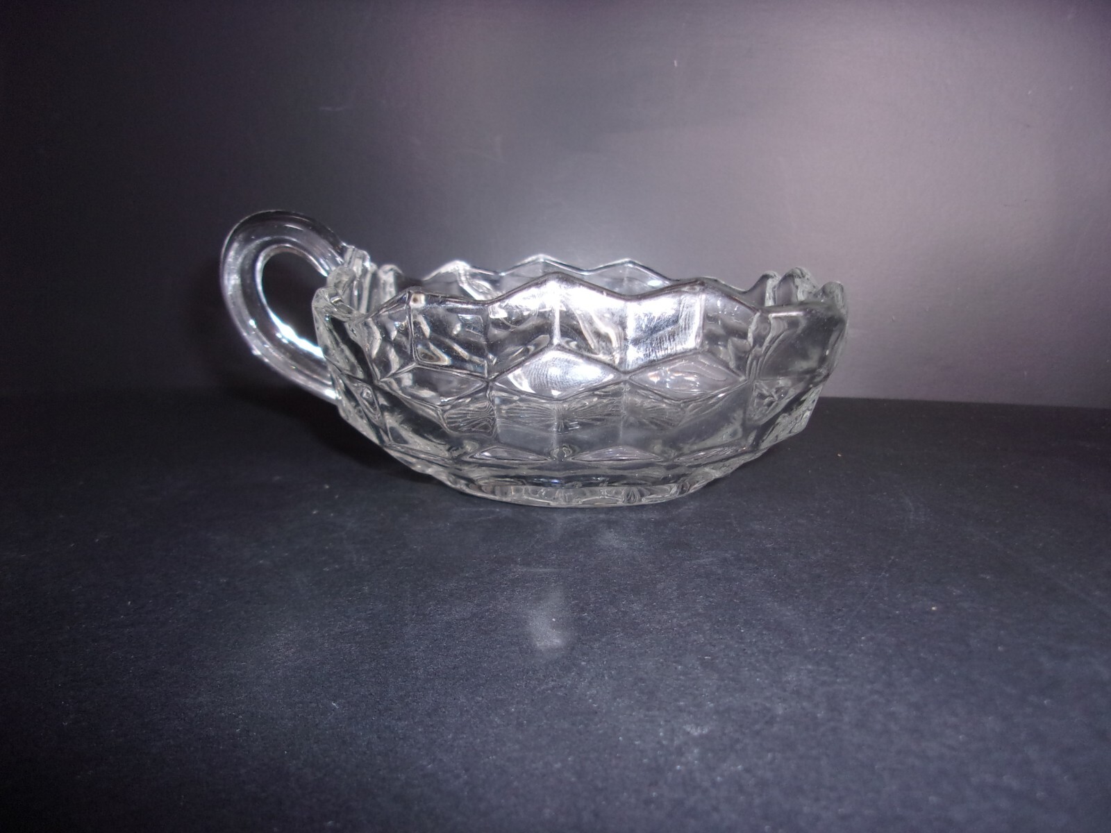 Fostoria American Clear Glass Early American Square Handled Nappy Dish