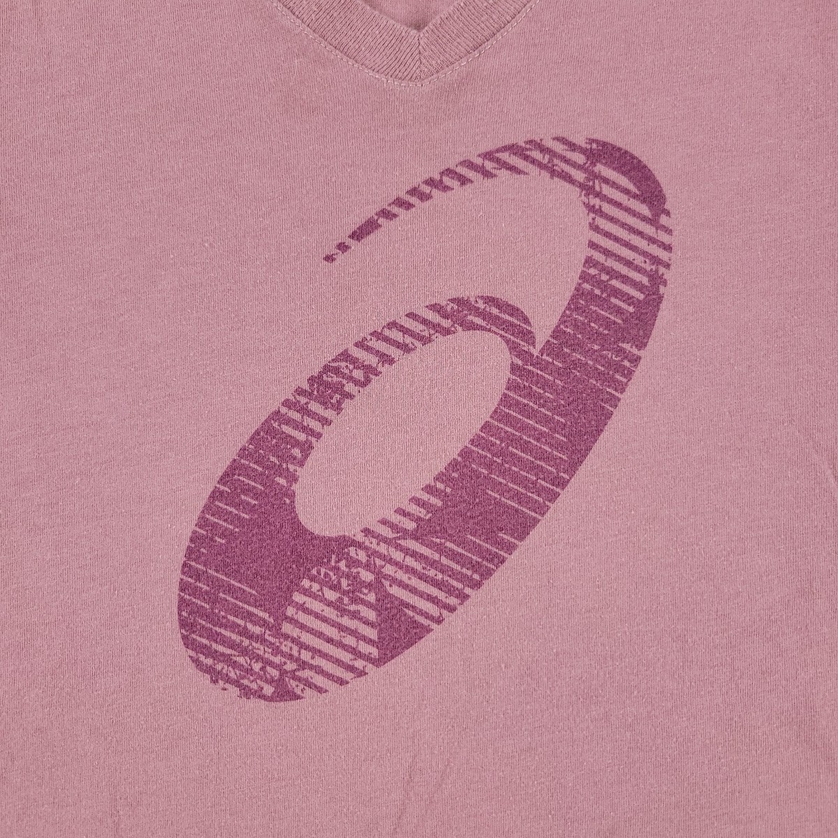 Asics Shirt Women's Small Purple Logo Graphic Tee V-Neck Short