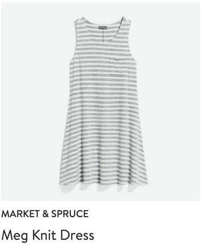 Meg Knit Gray White Striped Dress Large 