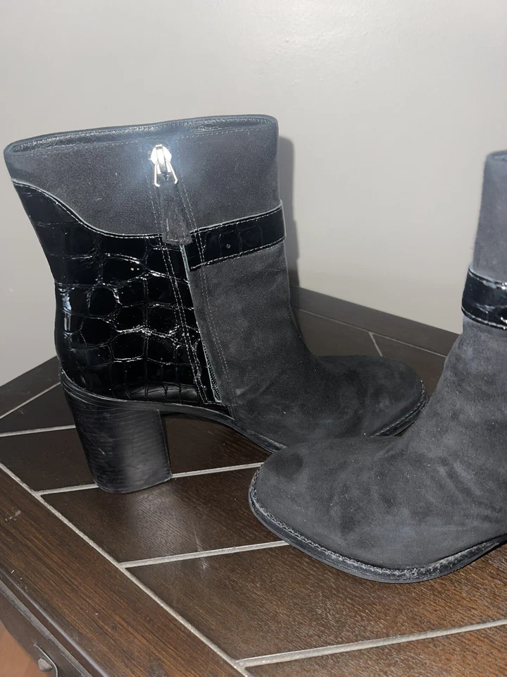 Botín Johnston & Murphy Hope Tacón Bloque Cuero Negro Mujer Talla 8.5M Foto 3 de 4