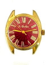 VINTAGE RETRO 1970s SWISS MENS A GO GO GOLD PLATED PURPLE DIAL WATCH