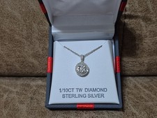 Sterling Silver 18" Necklace  Diamond Pendant
