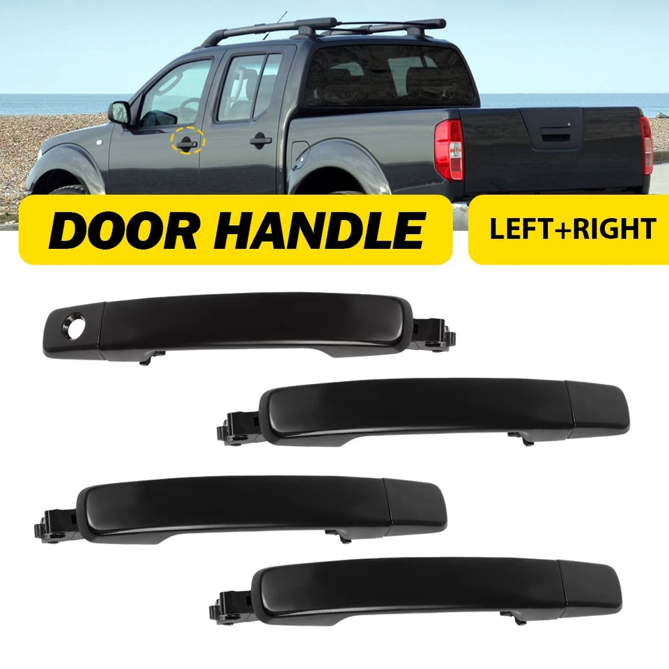 Paquete de 4 manijas de puerta exterior negras de repuesto para Nissan Frontier 2005-2008 Foto 2 de 4