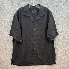 Tommy Bahama Silk Hawaiian Shirt Mens XL Black Tropical Floral Camp Button Up