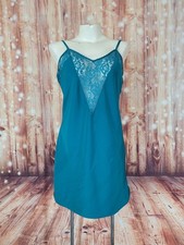 Vintage Victoria's Secret Gold Label Green Satin Lace Chemise Nightgown Size S