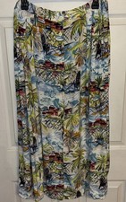 VTG 90s PENDLETON Skirt Sz 16 Tropical Palms Bistro Print Button Front USA Made