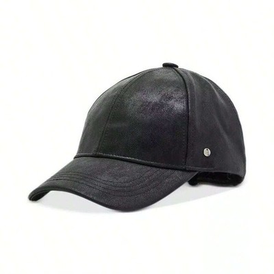 Steve Madden Women's Stone Distressed Metallic Baseball Cap, Black, NWT