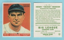1933 Goudey Baseball Reprint # 187 Henry Manush -- Washington Senators --Box 741