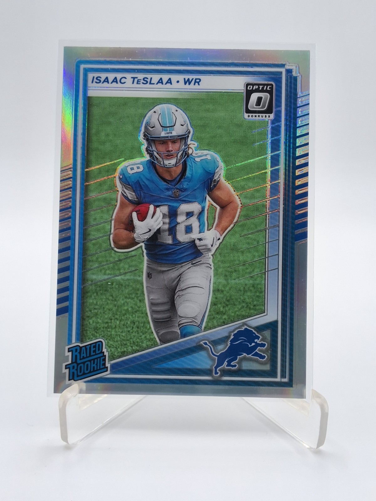 ISAAC TESLAA 2025 Panini Donruss #338 Optic Preview ROOKIE SILVER PRIZM LIONS