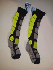 Hromec Ski Socks Merino Wool Thermal Knee High Large, Green Gray 2 Pairs