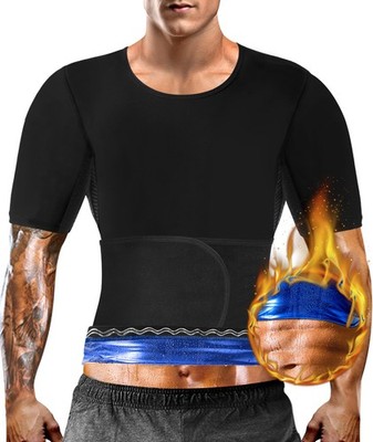 Sauna Shirt for Men Sweat Suit Slimming Top Heat Trapping Tank Short Sleeve W...
