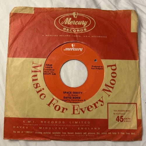 David Bowie - Space Oddity 1969 US Mercury 7” Short Edit VG++ Styrene
