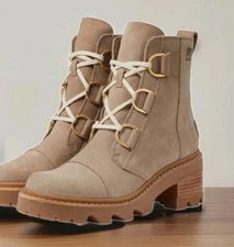 Sorel Women's JOAN NOW LACE Omega Taupe Suede Waterproof Boots  Sz 7.5 New W Box