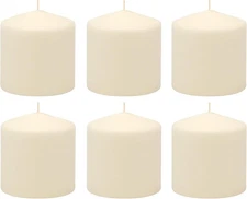 Unscented Pillar Candles Long Burning Ivory Wax Set of 6 Pack 3x3 Inch Tall