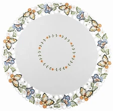 Embroidered Colorful Butterfly Doily, Table Centerpiece, Round Table Runner (...