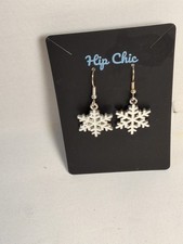 Winter White Snowflake Christmas Earrings