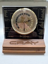 Cray 1988 World Time Desk Clock - Selco Quartz - Tested  Working w/ Wooden Base