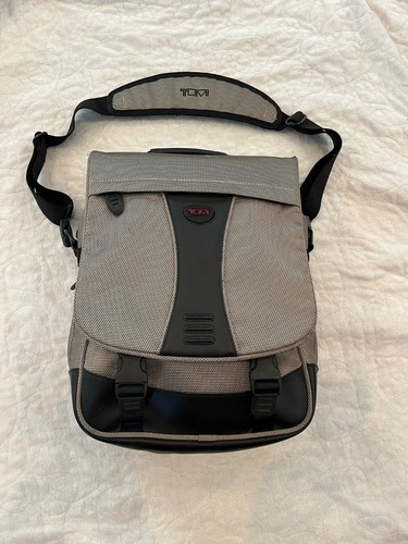 Tumi Gray & Black Ballistic Nylon Expandable Crossbody Messenger Bag