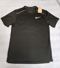 Nike Men  s Dri Fit Miler Running Shirt AJ7565-010 Black -Reflective Size M